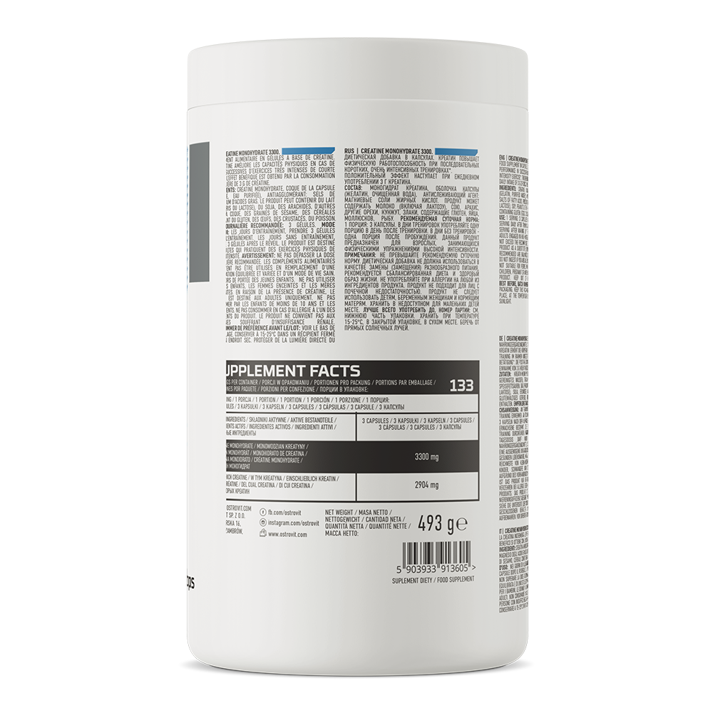 Creatine Monohydrate 3300 mg – 400 capsules, 133 porties | OstroVit