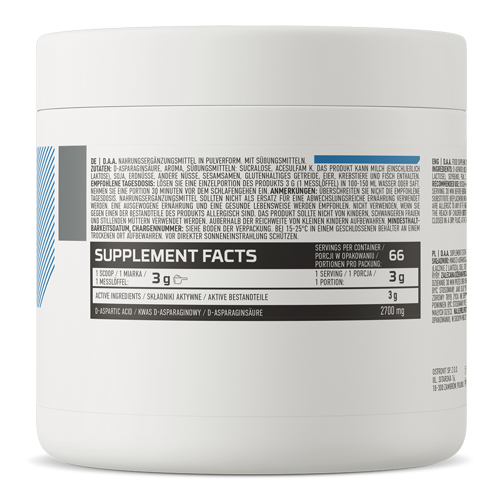 D.A.A. Framboos – 200 g poeder, 2,7 g per scoop | OstroVit