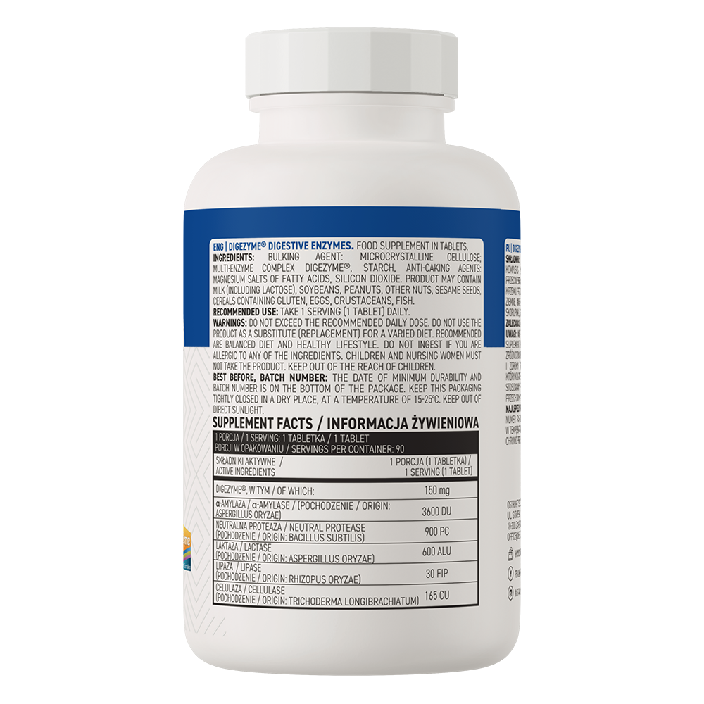 DigeZyme® Digestive Enzymes – 90 vegan tabletten | OstroVit