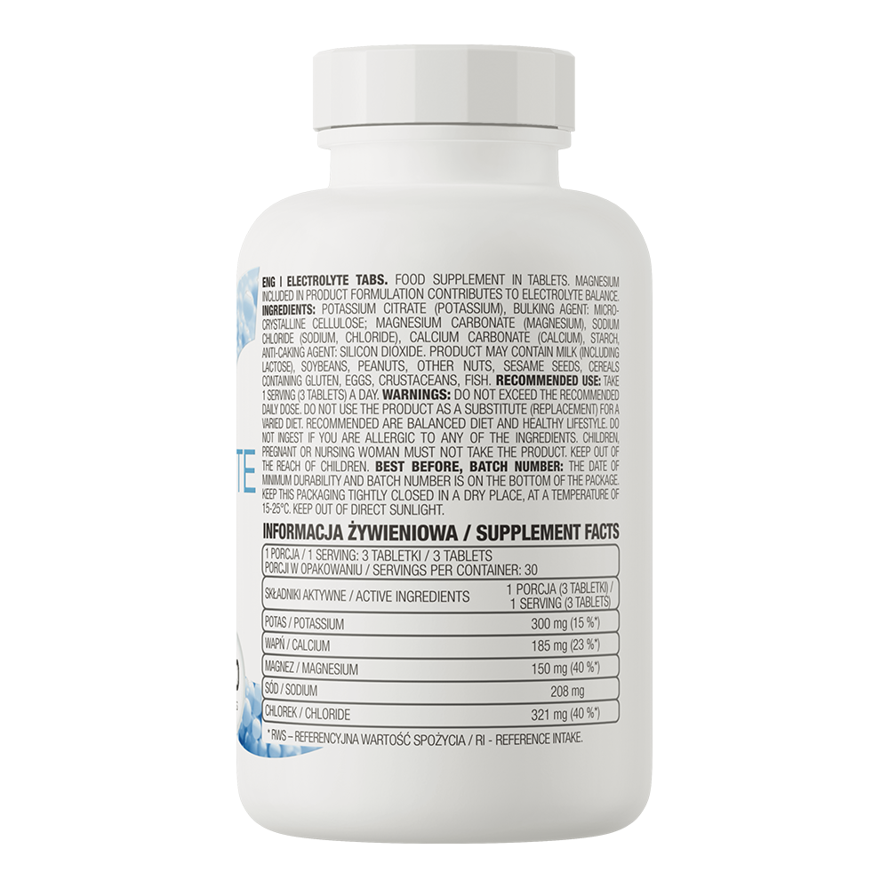 Electrolytes – 90 tabletten, Kalium, Calcium, Magnesium + Na/Cl | OstroVit