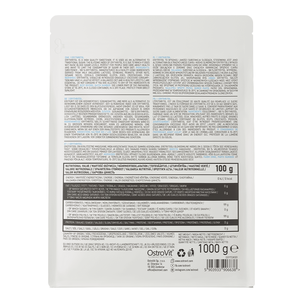 Erythritol | Caloriearme Suikervervanger | 1000 g | Natural | OstroVit