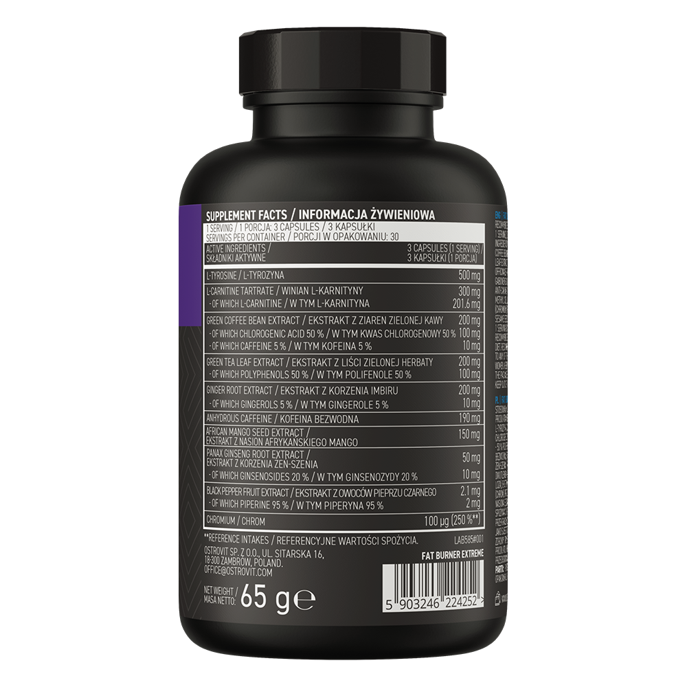 Fat Burner eXtreme – 90 capsules, 200 mg cafeïne + chroom | OstroVit