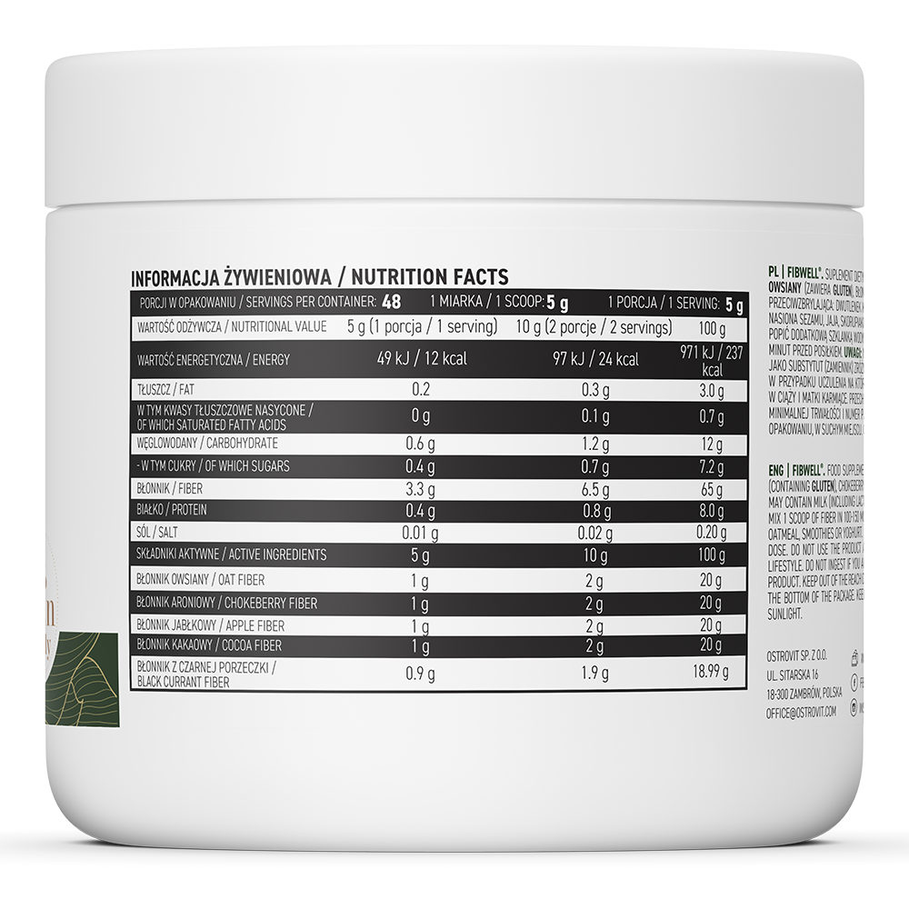 Fibwell | Vezel Mix | Oat | Chokeberry | Apple | Cocoa | Black currant | 240 g | OstroVit