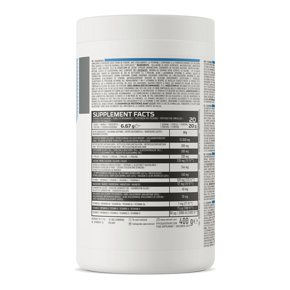 Flex Regen – 400 g perzik‑peer, Collageen 10.000 mg + C,D,K,B6 | OstroVit