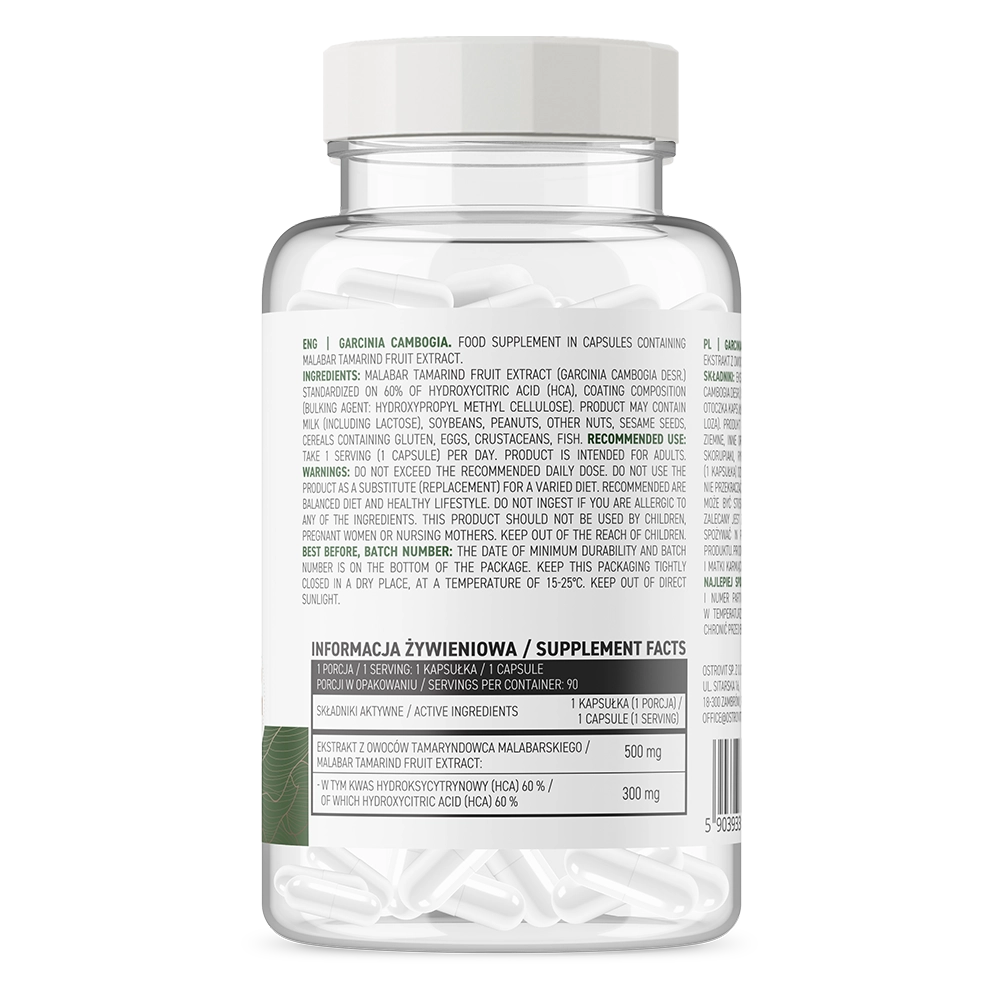 Garcinia Cambogia | Malabar Tamarinde | 60% hydroxycitroenzuur | Vegan | 90 Capsules | 500 mg | OstroVit