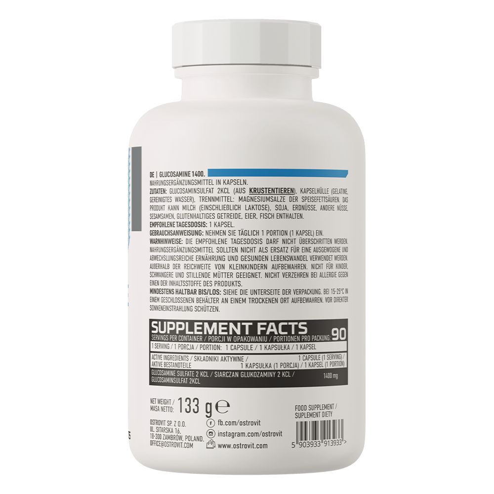 Glucosamine 1400 mg – 90 capsules, glucosaminesulfaat | OstroVit