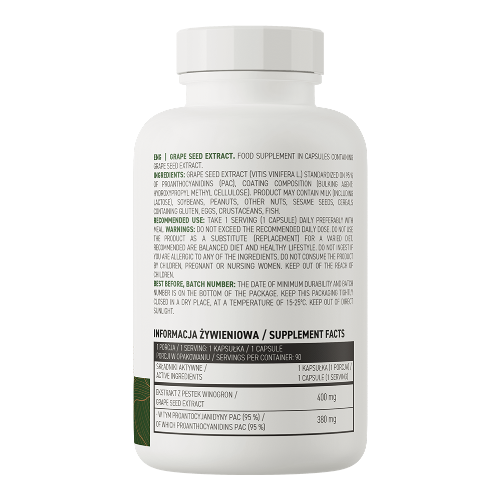 Grape Seed Extract VEGE – 90 capsules, 400 mg (95% OPC) per capsule | OstroVit