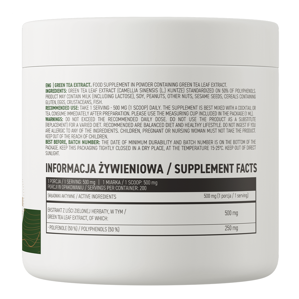 Groene thee-extract | Polyfenolen 50% | Vegan | 100 g | Poeder | Natural | OstroVit