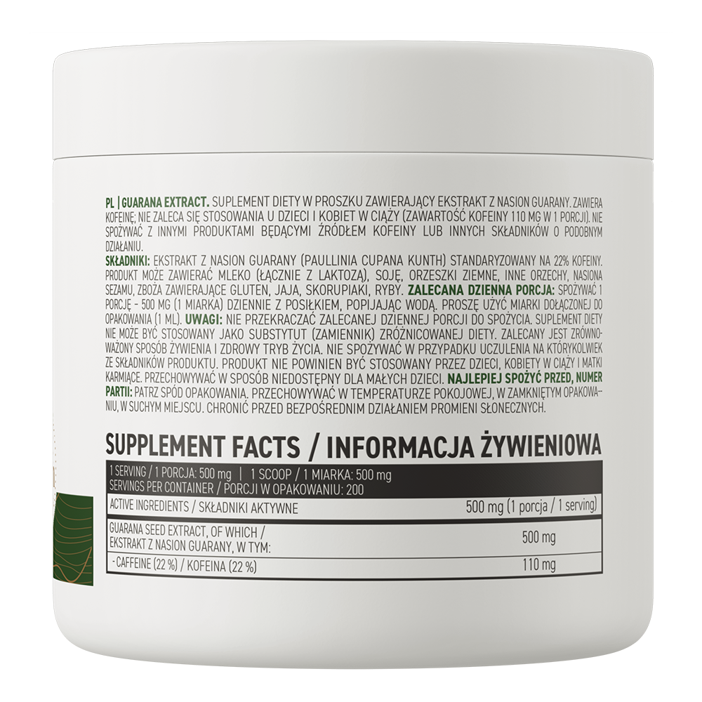 Guarana Extract | Cafeïne 22% | Natural | Poeder | 100 g | OstroVit