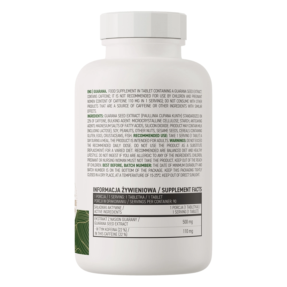 Guarana VEGE – 90 tabletten, 500 mg extract (110 mg cafeïne) | OstroVit