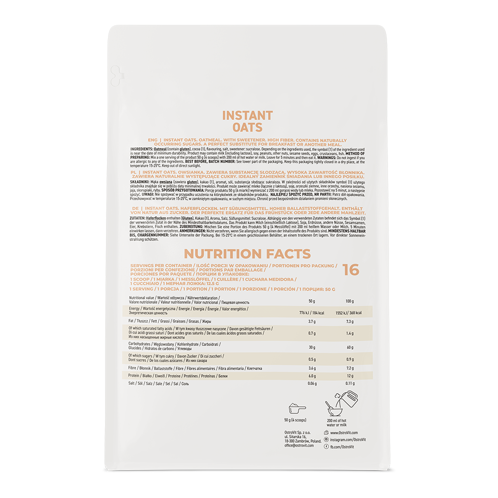 Instant Oats | 800 g | Chocolade | Eiwit Oats | OstroVit