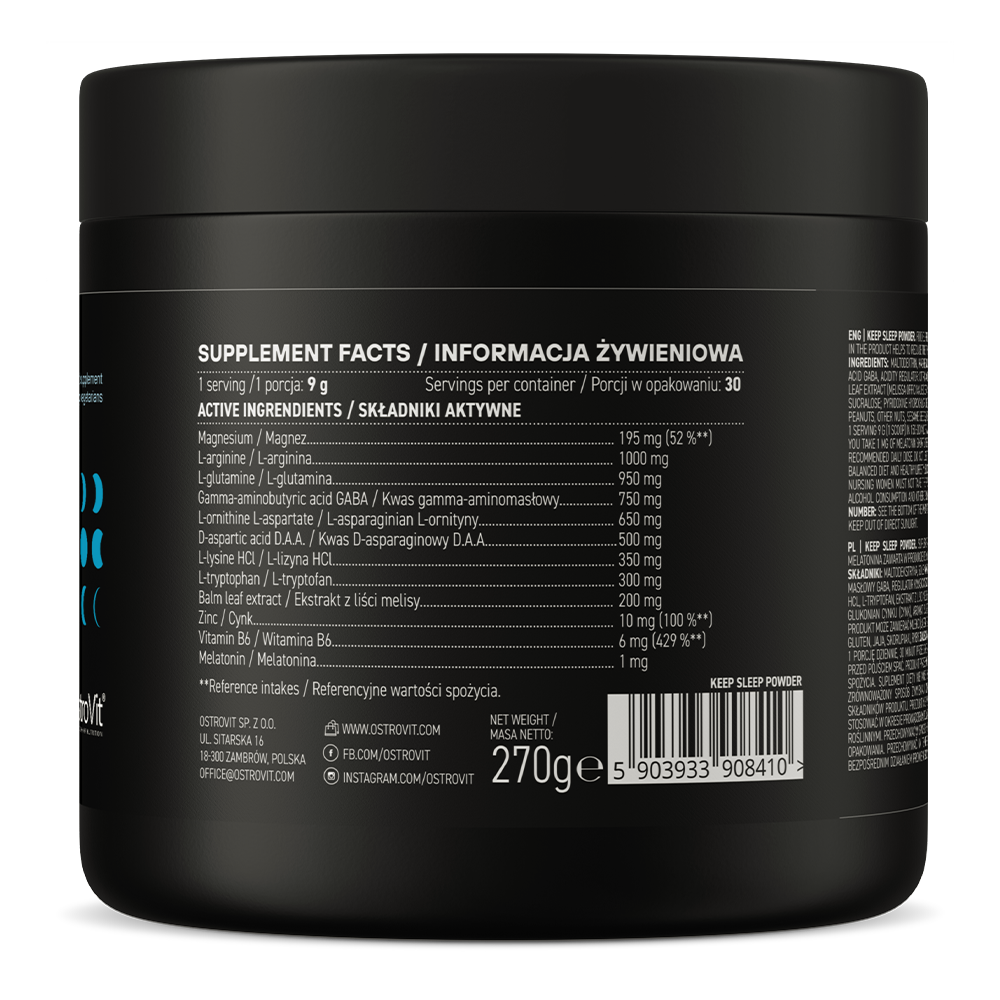 Keep Sleep | Slaap Lekker | 12 Ingrediënten | Complex | 270 g | Groene appel | OstroVit