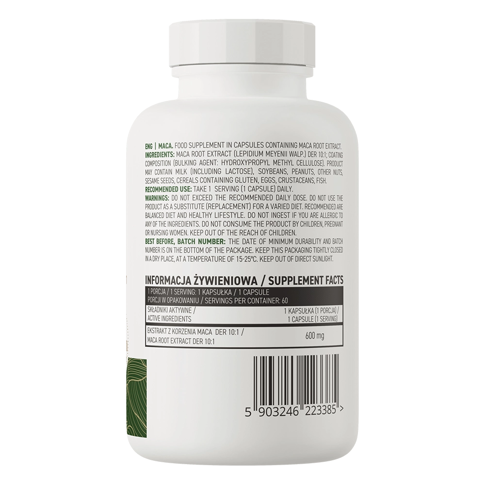 Maca VEGE – 60 vegan capsules, 600 mg maca‑extract (DER 10:1) | OstroVit