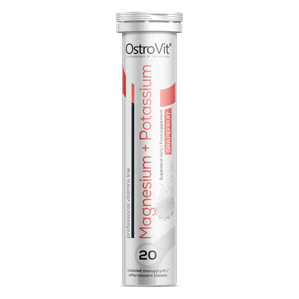 Magnesium + Potassium – 20 bruistabletten, Grapefruit | OstroVit