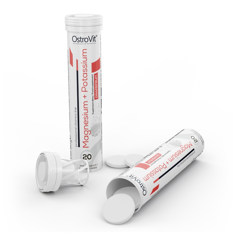 Magnesium + Potassium – 20 bruistabletten, Grapefruit | OstroVit