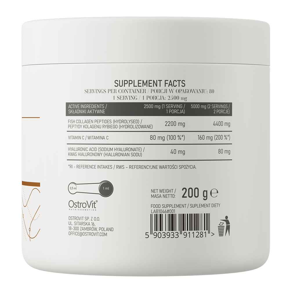 Marine Collagen + Hyaluronic Acid – 200 g, Kokos‑perzik | OstroVit