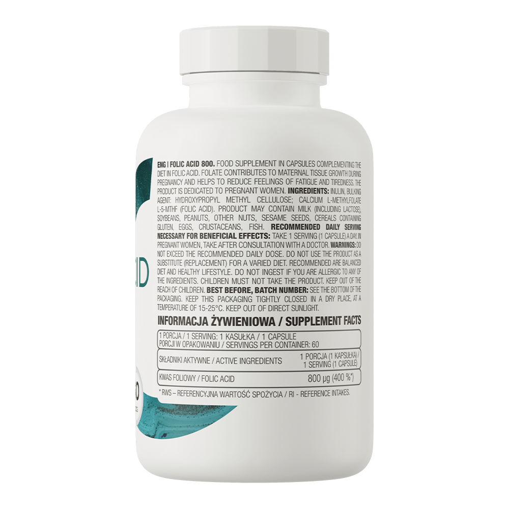 Metyl folate 5-MTHF | Methylfolaat 5-MTHF | 60 Capsules | OstroVit