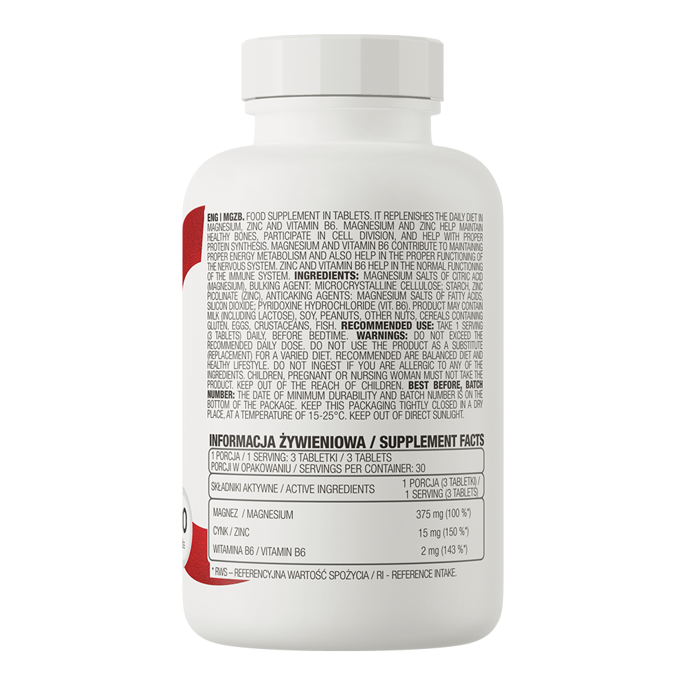 MgZB – magnesium, zink & B6 – 90 tabletten | OstroVit