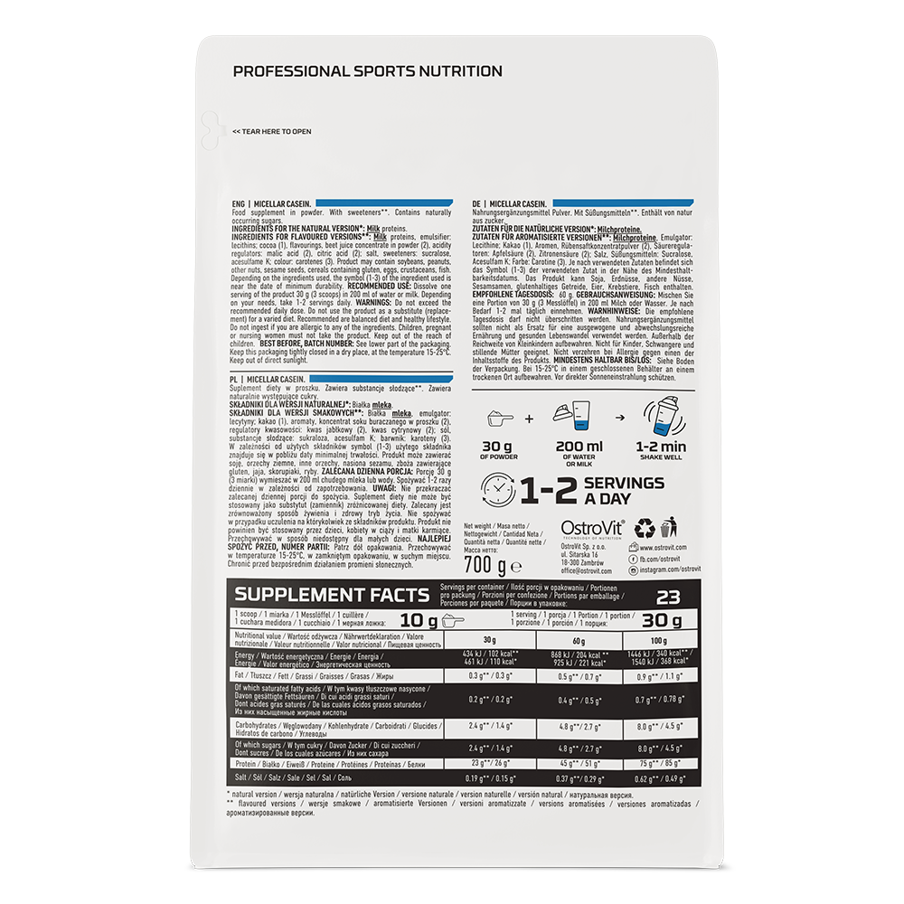 Micellair Caseïne | 700 g | Supreme Pure Natural | 100% product zonder toevoegingen! | OstroVit