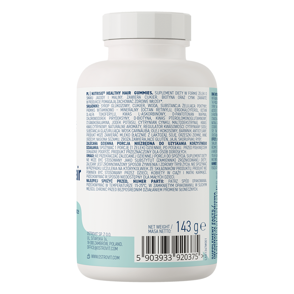 NUTRISIE® | Healthy Hair Gummies | 60 Stuks | Blauwe bes-framboos | OstroVit