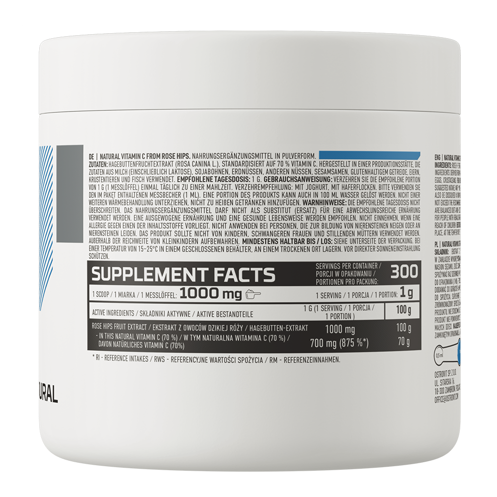 Natural Vitamin C – 300 g poeder, 700 mg vit. C per portie | OstroVit