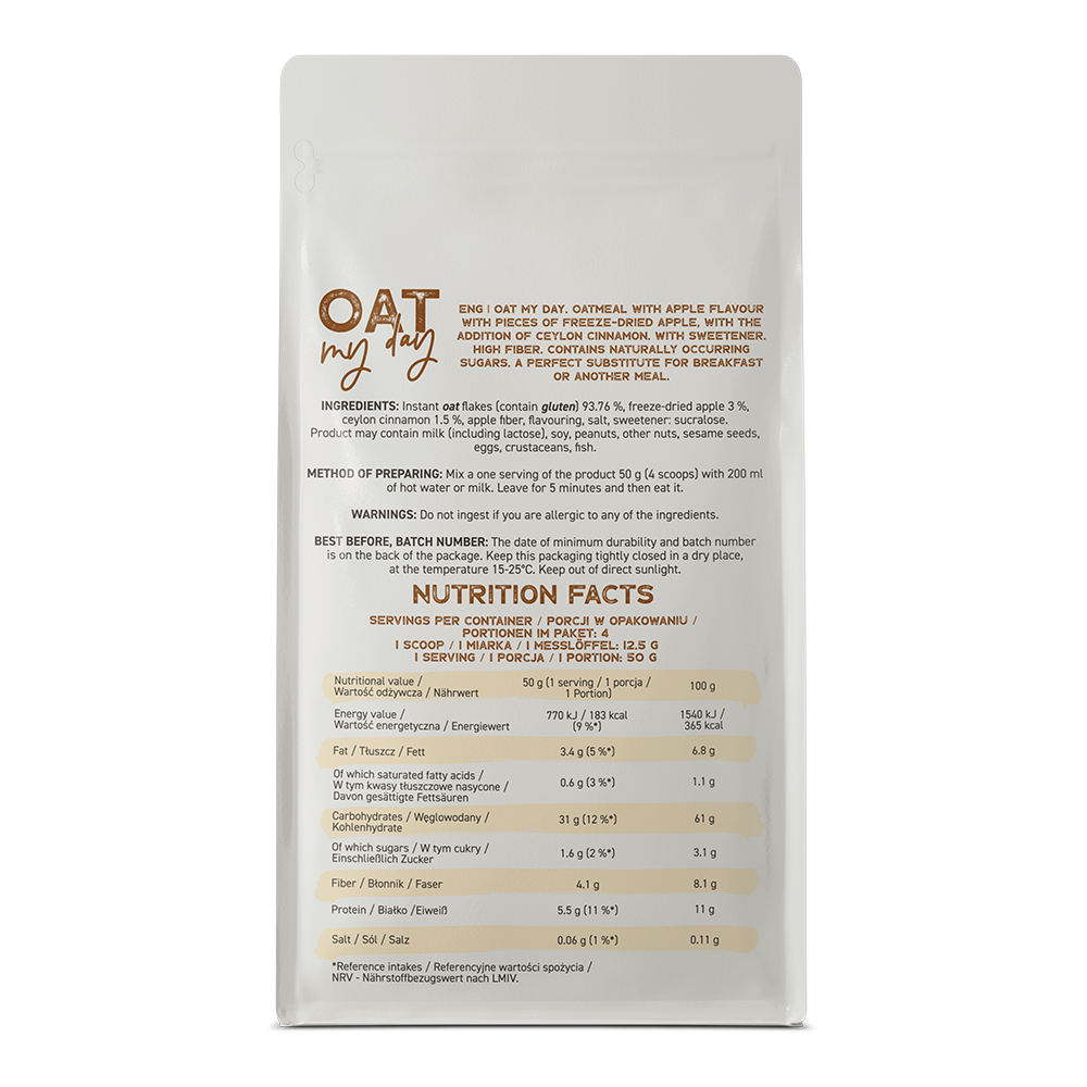 Oat My Day – Apple & Ceylon Cinnamon 200 g, Vezelrijke havermout | OstroVit