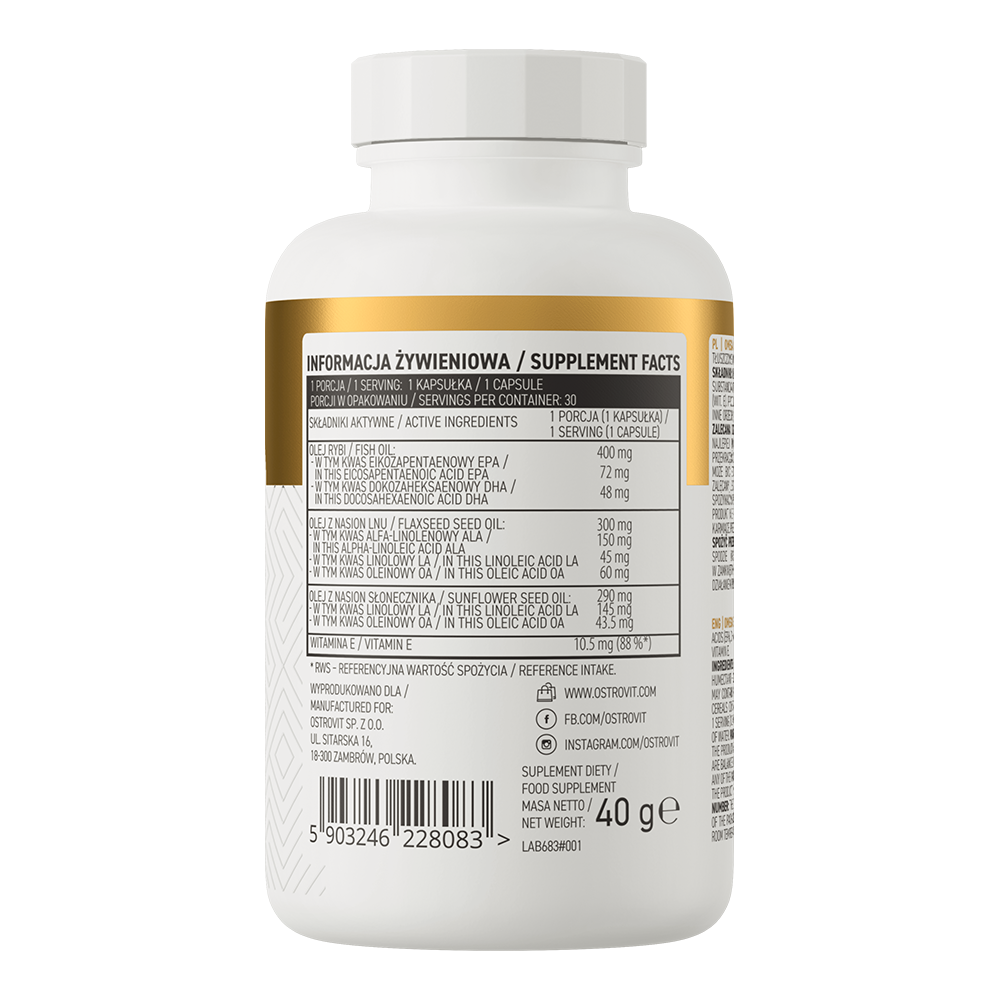 Omega 3‑6‑9 – 30 softgels, Met vitamine E | OstroVit