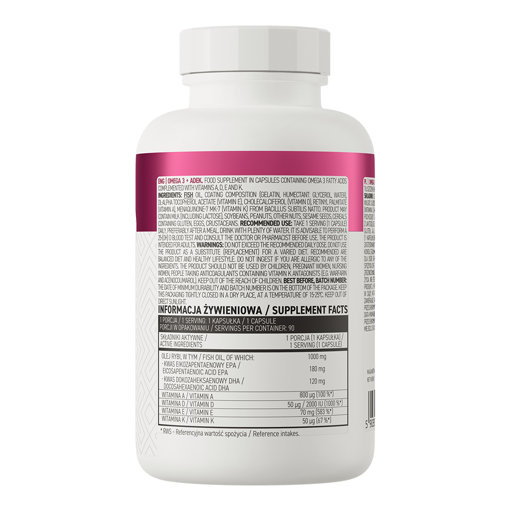 Omega 3 | ADEK | Vitaminen A,D,E,K | Visolie | 90 Softgels | OstroVit
