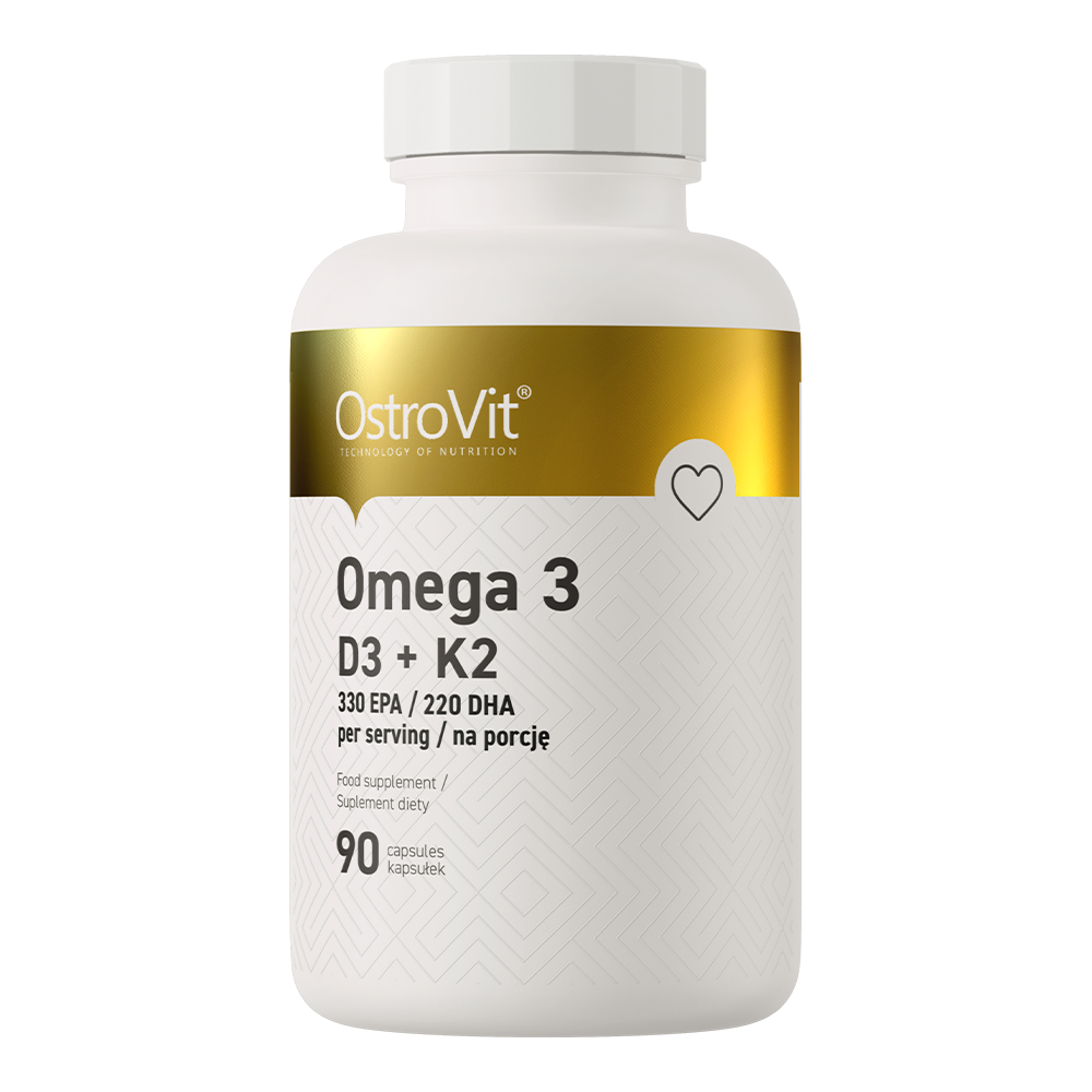 Omega‑3 D3+K2 – 90 softgels, 330 mg EPA + 220 mg DHA, D3 2000 IE | OstroVit