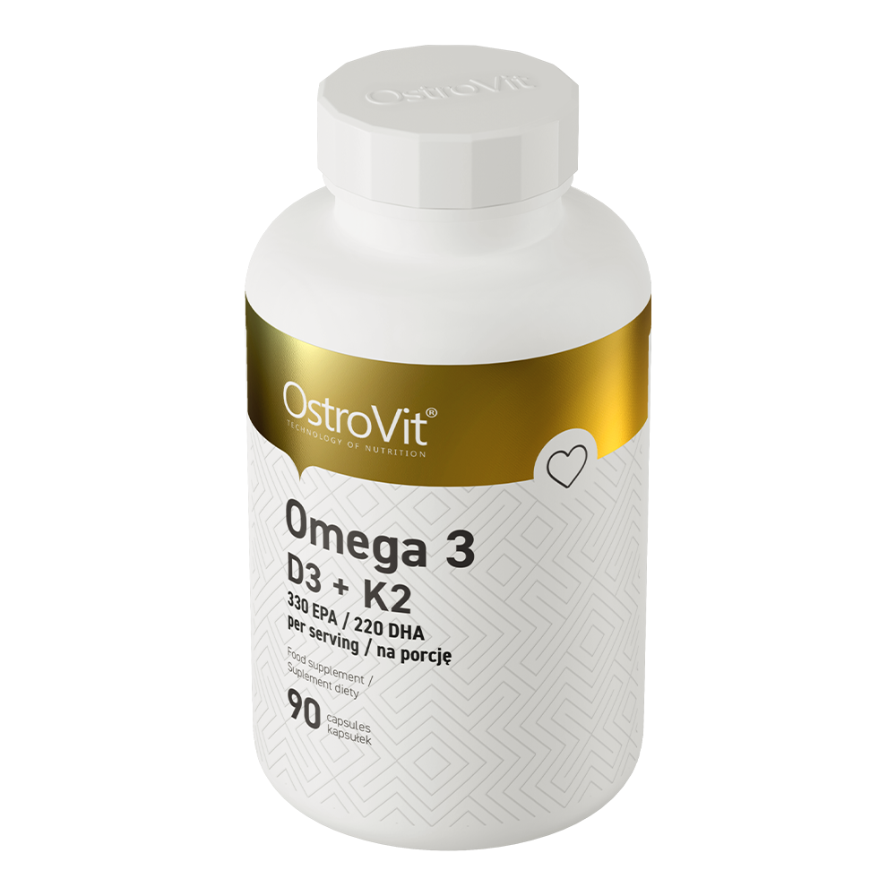 Omega‑3 D3+K2 – 90 softgels, 330 mg EPA + 220 mg DHA, D3 2000 IE | OstroVit