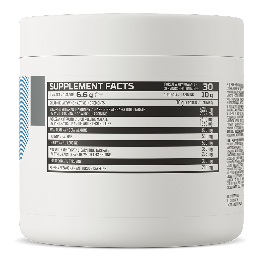 PUMP Pre-Workout Formule | 300 g | Kers 🍒 | OstroVit