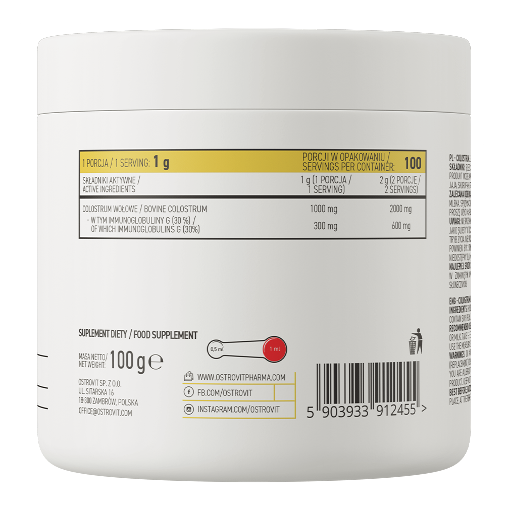 Beef Colostrum – 100 g poeder, 30% IgG, 100 porties | OstroVit Pharma