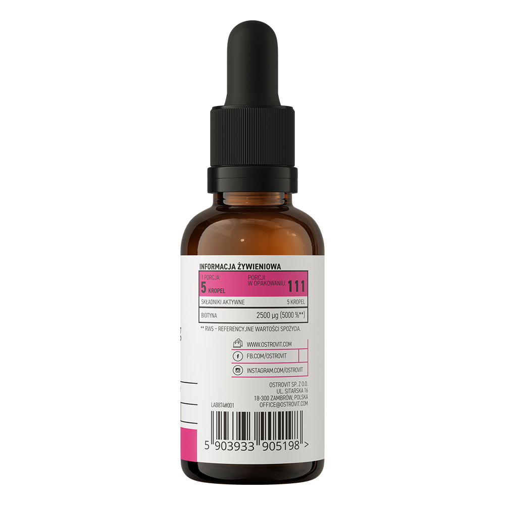 Biotine | Druppels | 2500 µg | 111 Porties | OstroVit Pharma