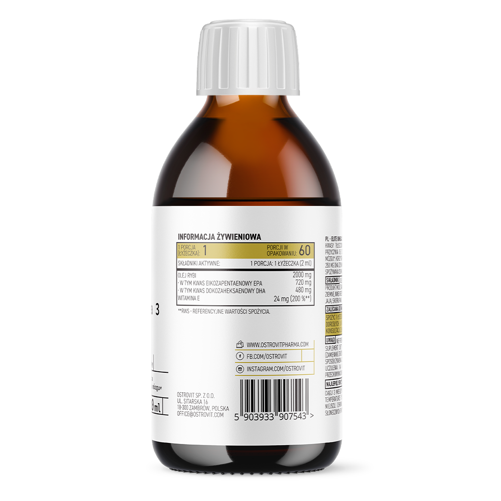 Elite Omega 3 | Visolie | EPA & DHA Vitamine E | Vloeibaar | 120 ml | OstroVit Pharma