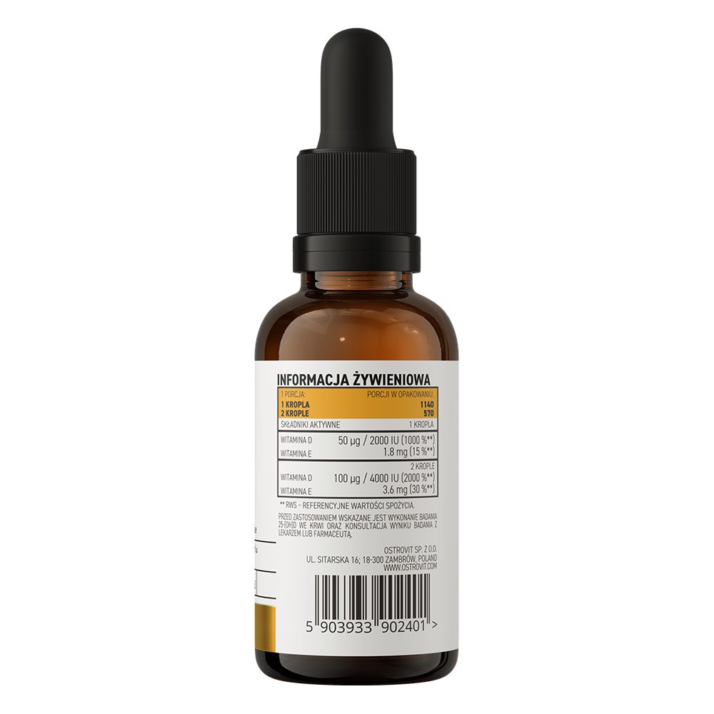 Vitamine D3 | 4000 IU | Druppels | 1140 Porties| OstroVit Pharma