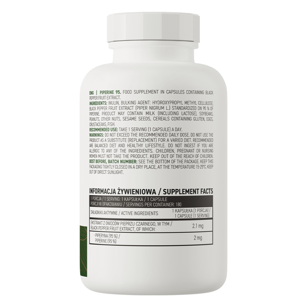 Piperine 95 VEGE – 180 vegan capsules, 95% piperine (2 mg per capsule) | OstroVit