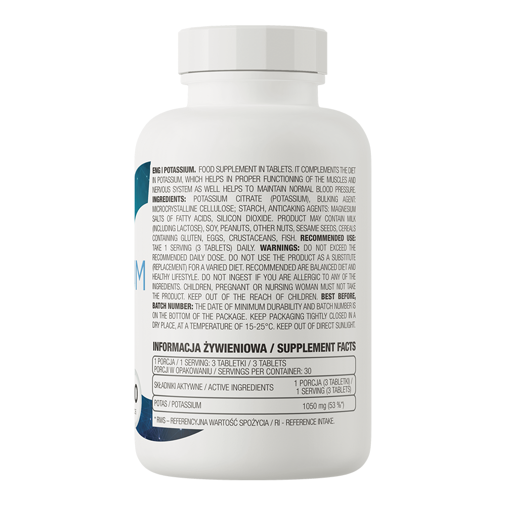 Kalium | Kaliumcitraat | 90 Tabletten | 1050 mg | OstroVit