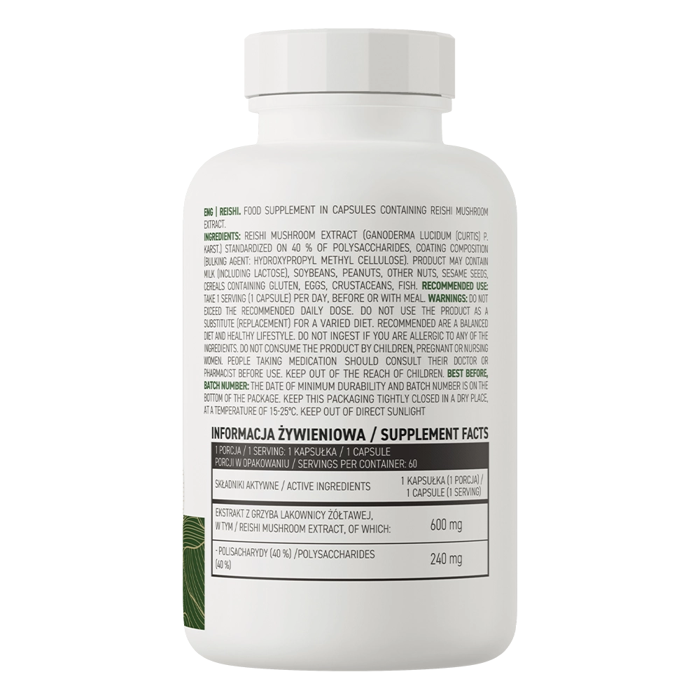 Reishi VEGE – 60 vegan capsules, 600 mg extract | OstroVit