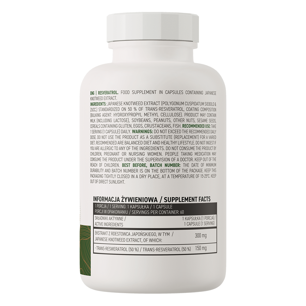 Resveratrol VEGE – 60 vegan capsules, 300 mg extract (50%) | OstroVit