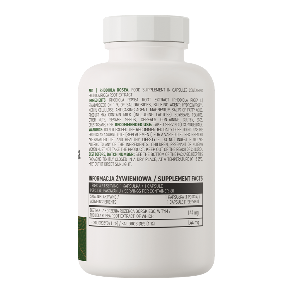 Rhodiola rosea VEGE – 60 vegan capsules, Gestandaardiseerd (1% salidrosiden) | OstroVit