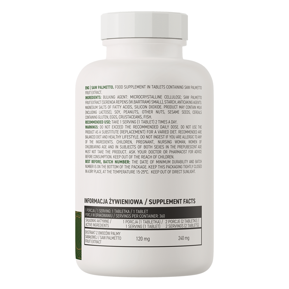 Saw Palmetto VEGE – 360 vegan tabletten, 120 mg per tablet | OstroVit