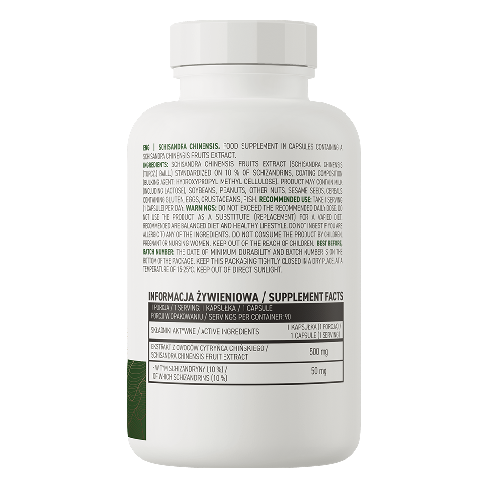 Schisandra Chinensis | Fem-smags bær | Schisandra | 90 kapsler | Vegansk | 500 mg | OstroVit