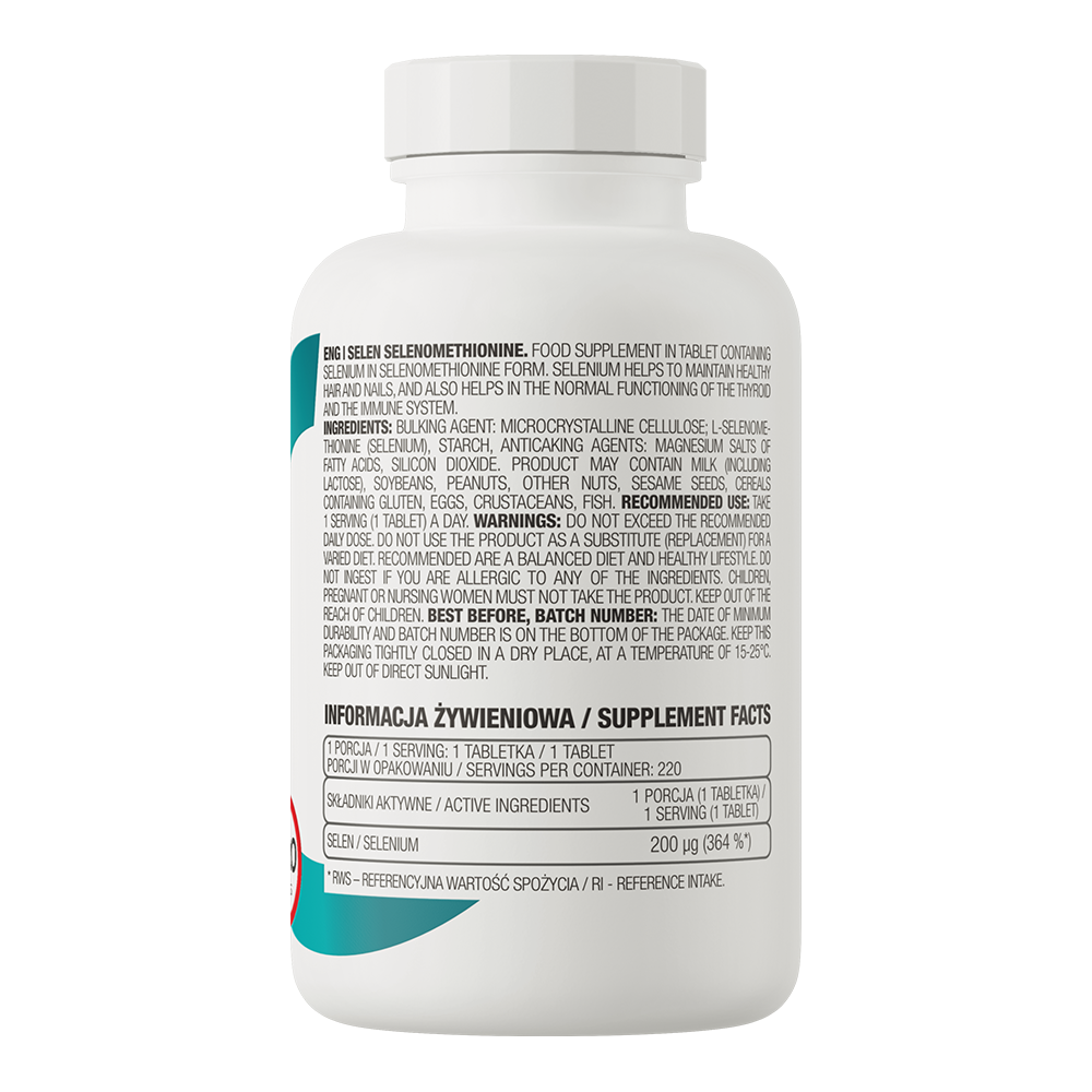 Selenium – 220 vegan tabletten, 200 µg L‑selenomethionine | OstroVit