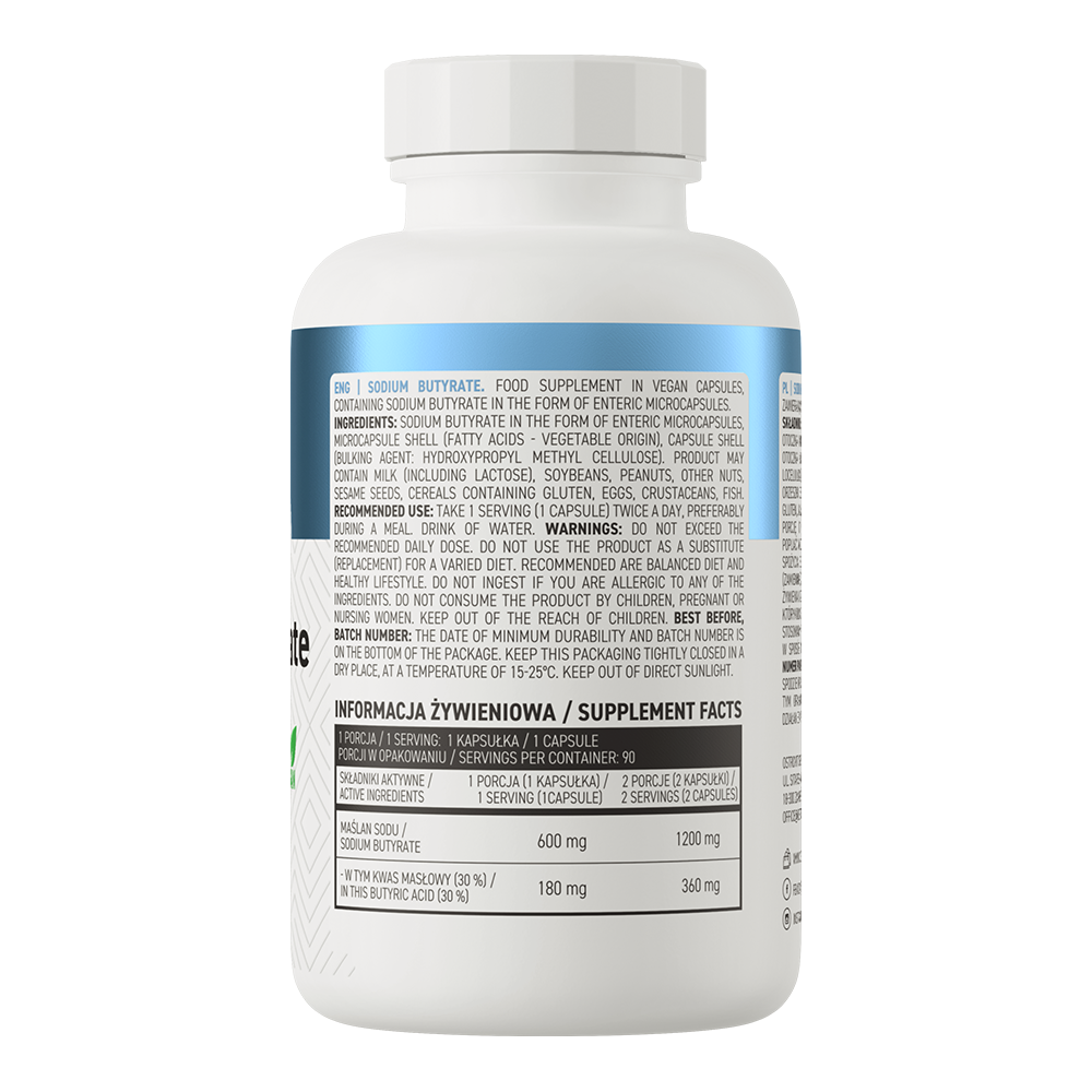 Sodium Butyrate – 90 vegan capsules, enterische microcapsules | OstroVit