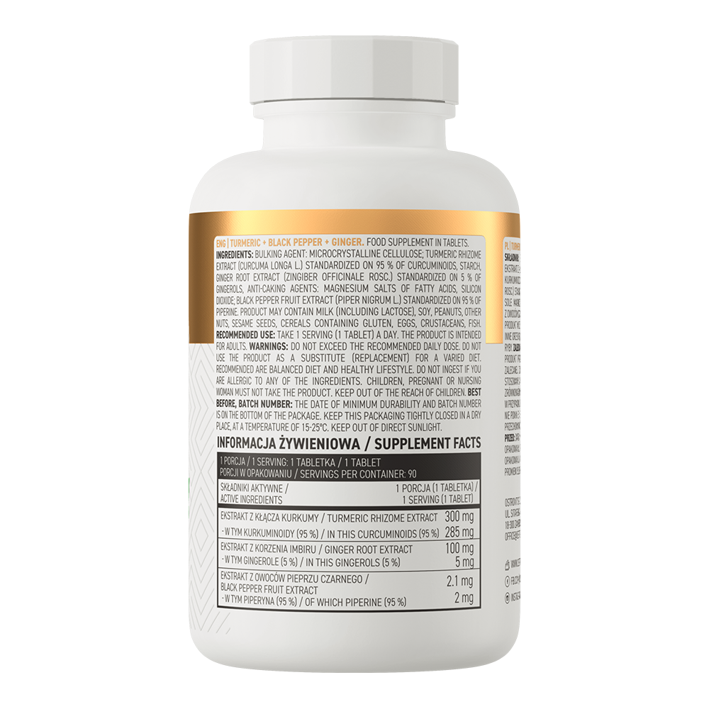 Turmeric + Black Pepper + Ginger – 90 vegan tabletten | OstroVit