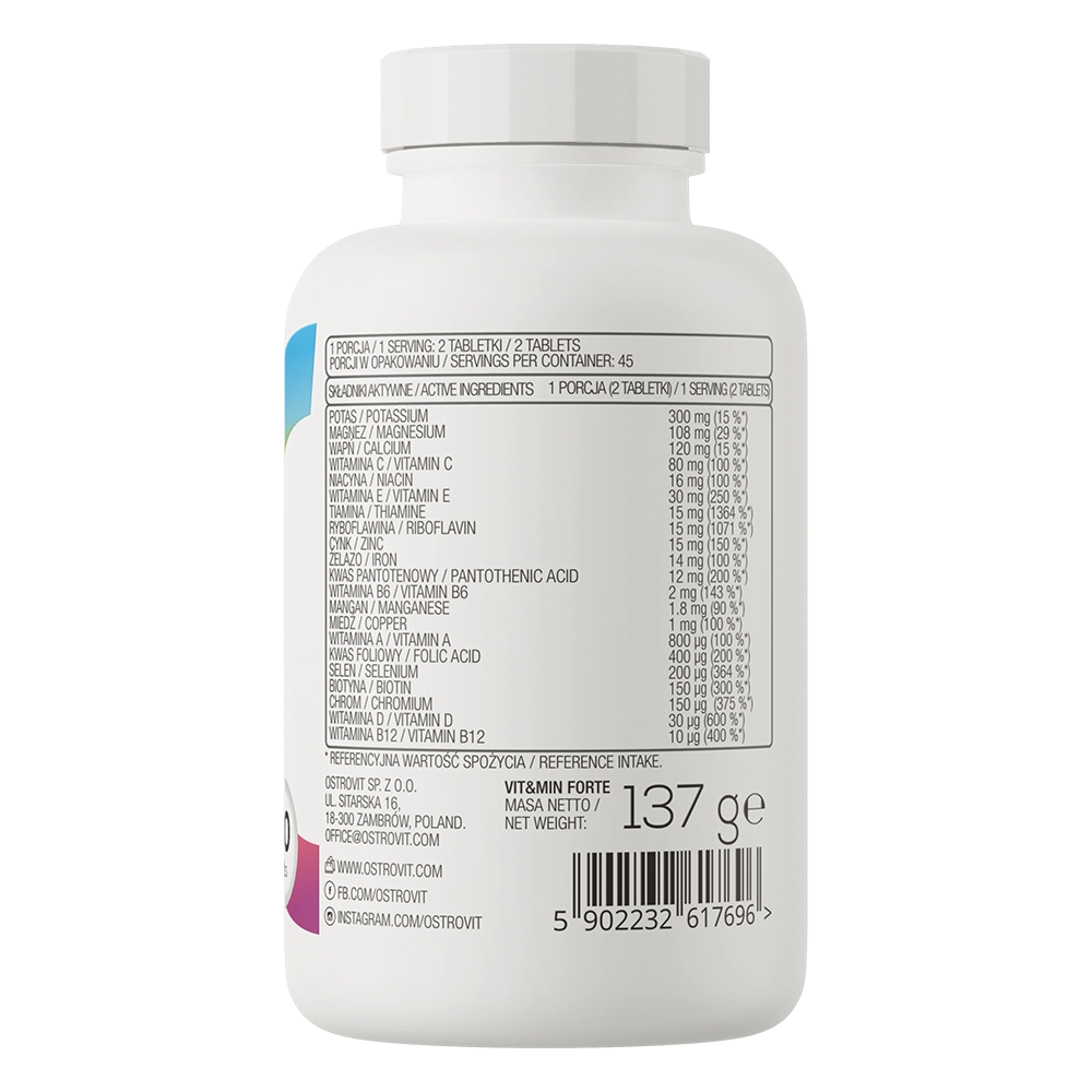 Vit&Min FORTE – 90 tabletten, 21 vitaminen & mineralen | OstroVit