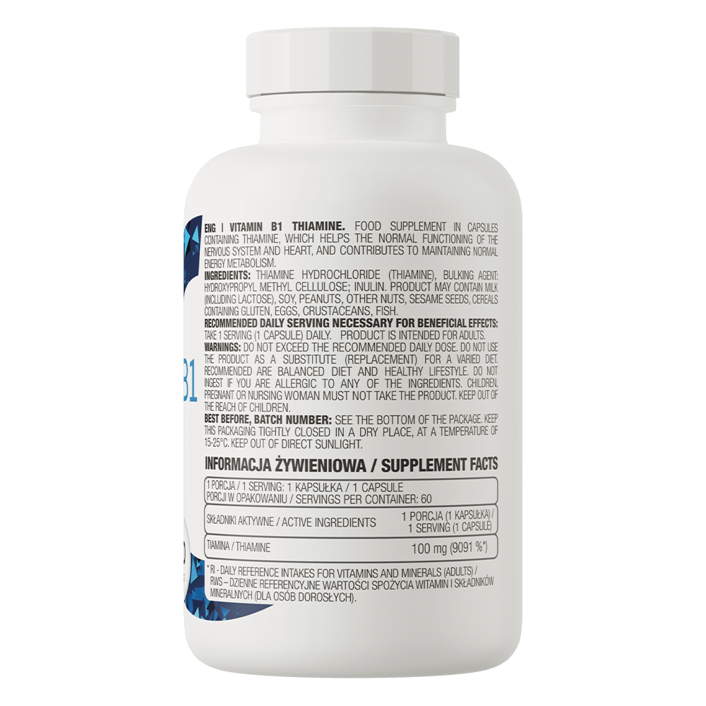 Vitamin B1 Thiamine – 60 vegan capsules, 100 mg | OstroVit