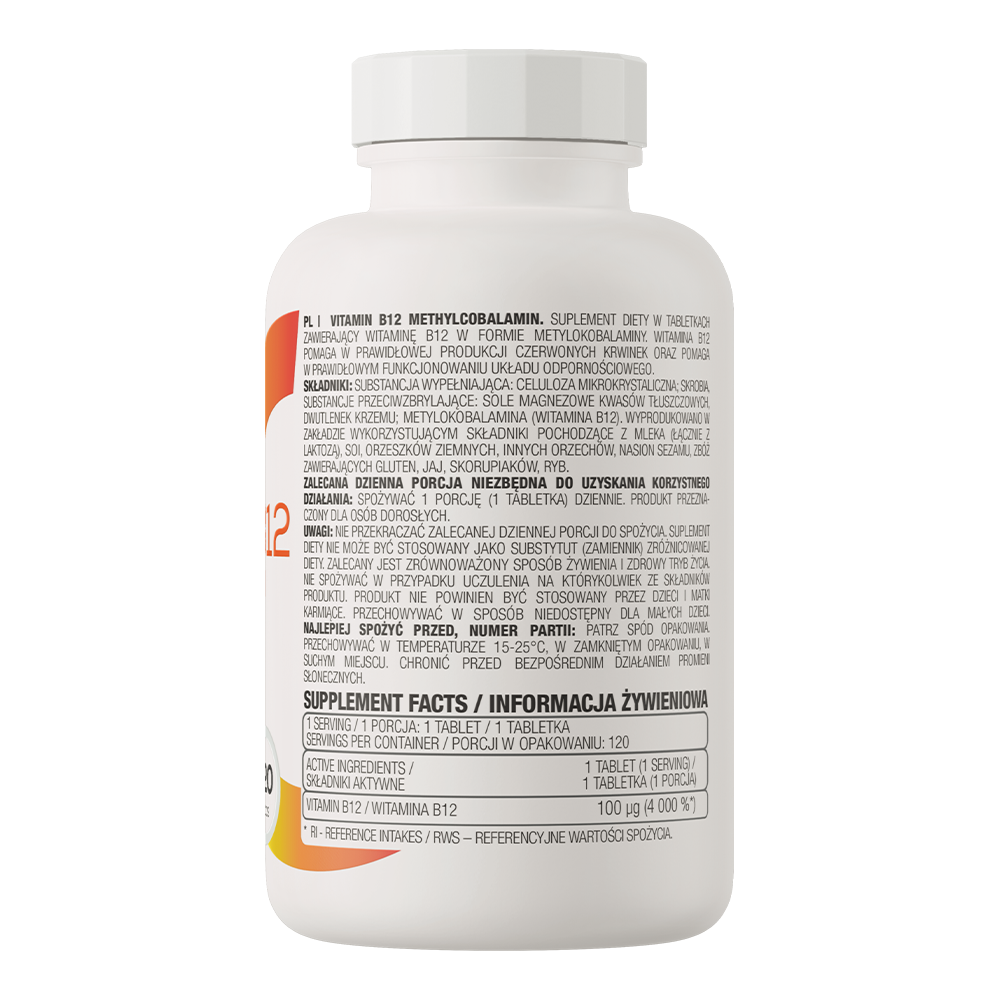 Vitamin B12 Methylcobalamin 100 µg – 120 vegan tabletten | OstroVit