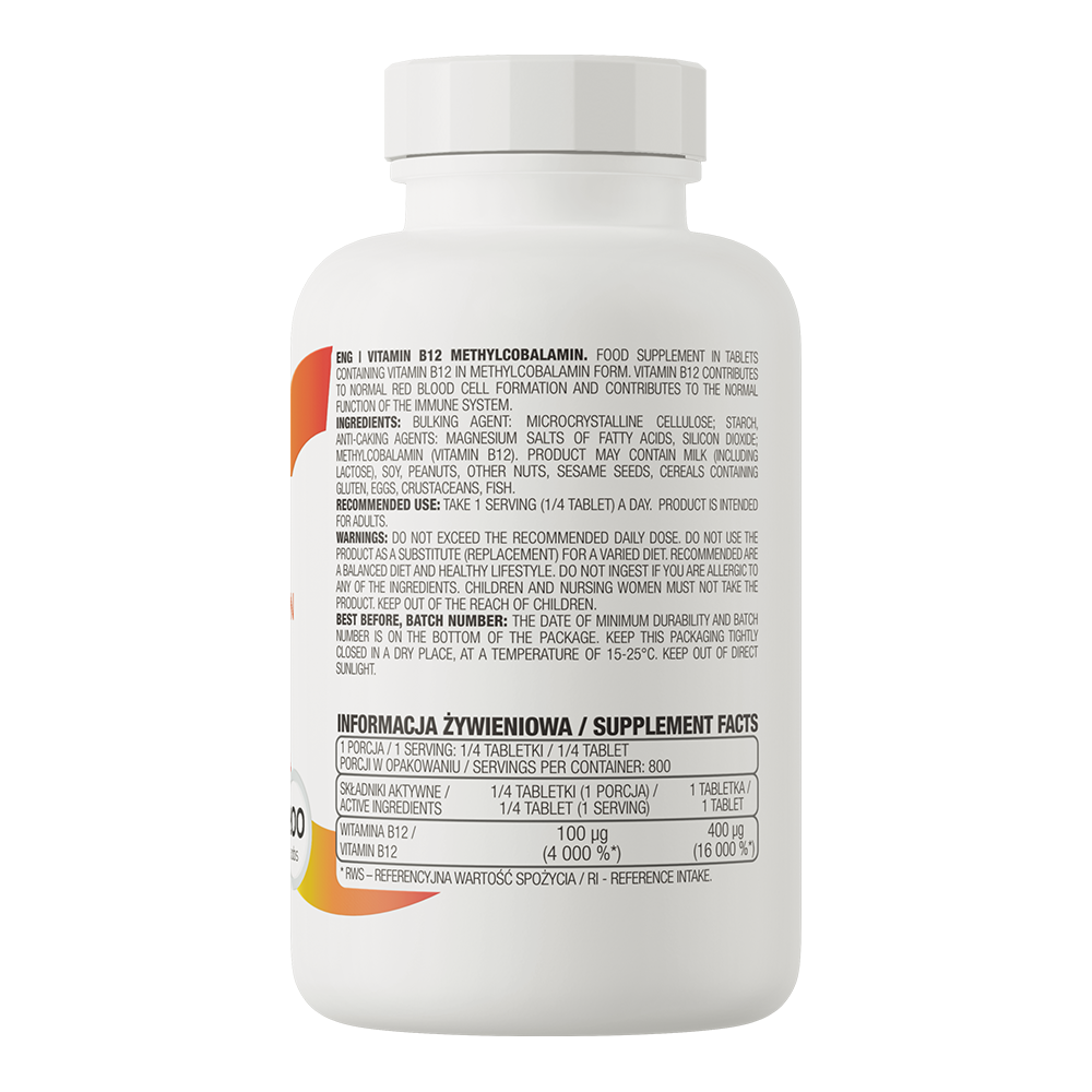 Vitamine B12 | Methylcobalamine | 200 Tabletten | OstroVit