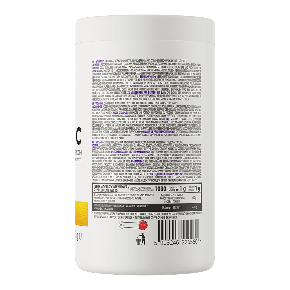 Vitamine C | Poeder | 1000 g | Citroen 🍋 | OstroVit